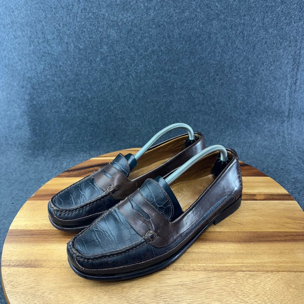 Cole Haan Country Mens 9.5 D Two Tone Croc Embossed Leather Penny Loafers 3118 - Picture 5 of 12